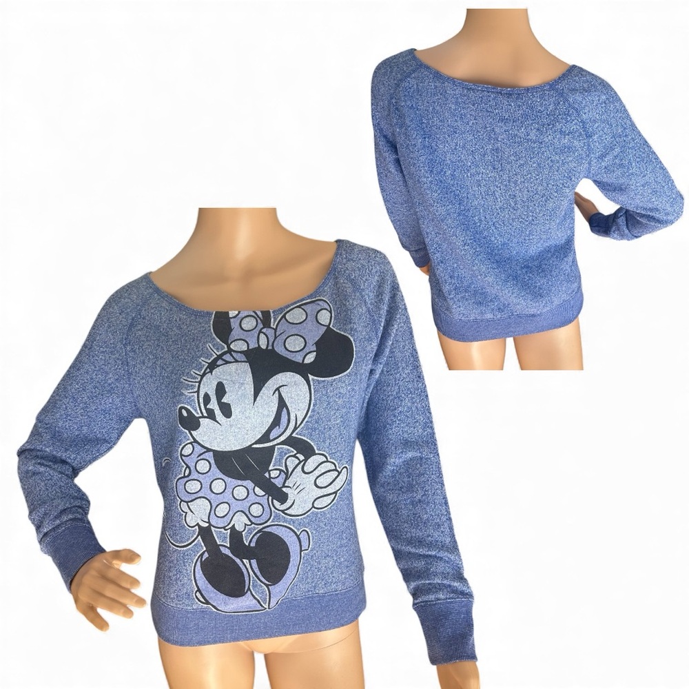Disney Parks Minnie Mouse Blue Heather Pullover Sweatshirt Women’s M cotton
